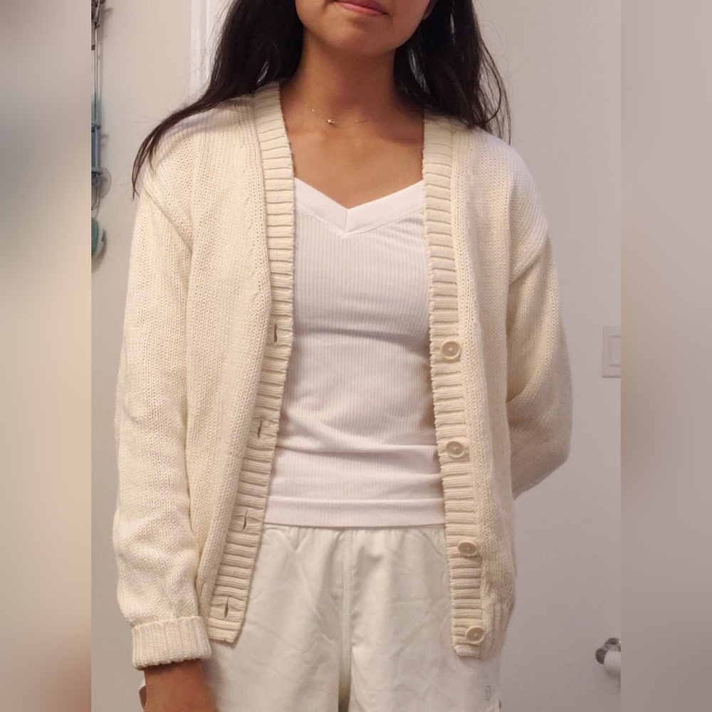 cream button cardigan